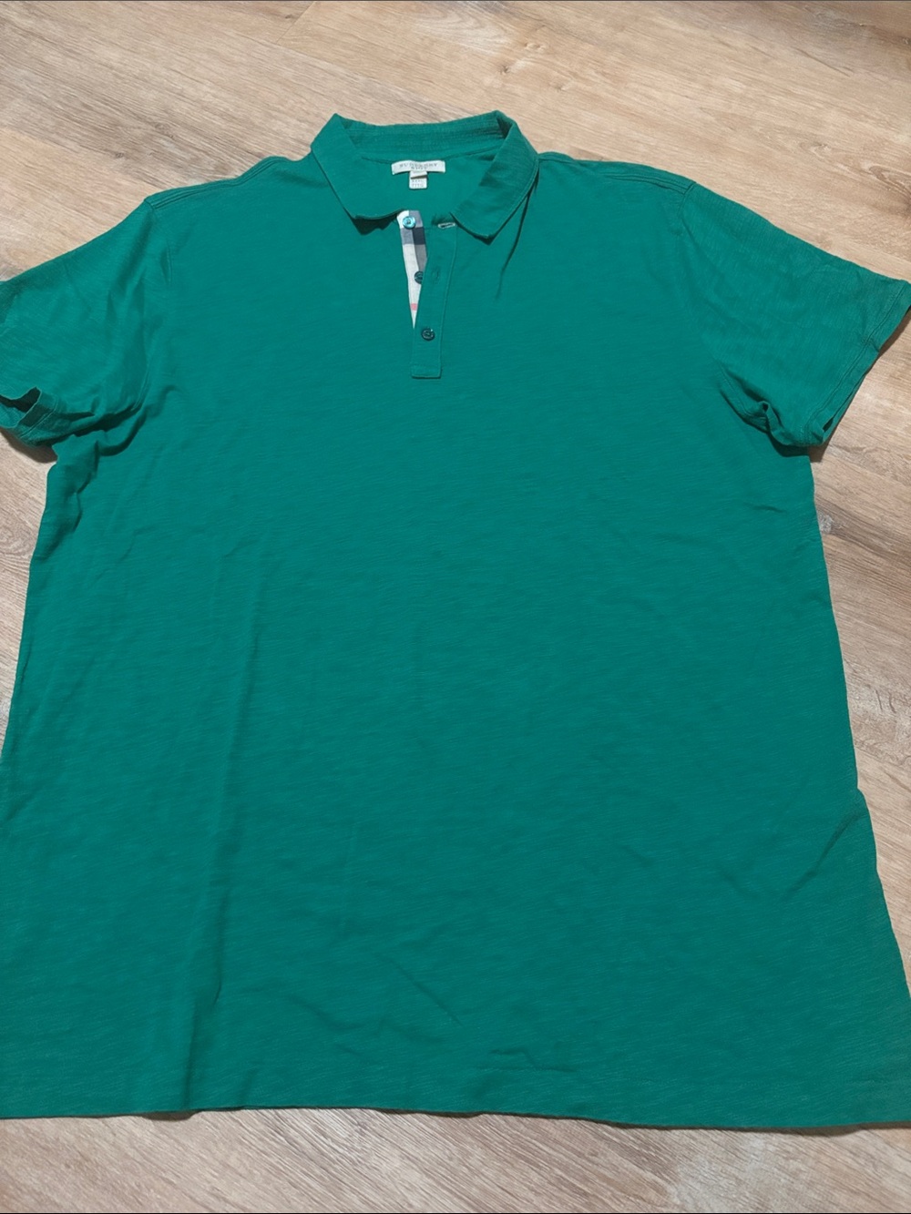 Mens BURBERRY BRIT Size XXXL Green Solid Cotton Polo Shirt